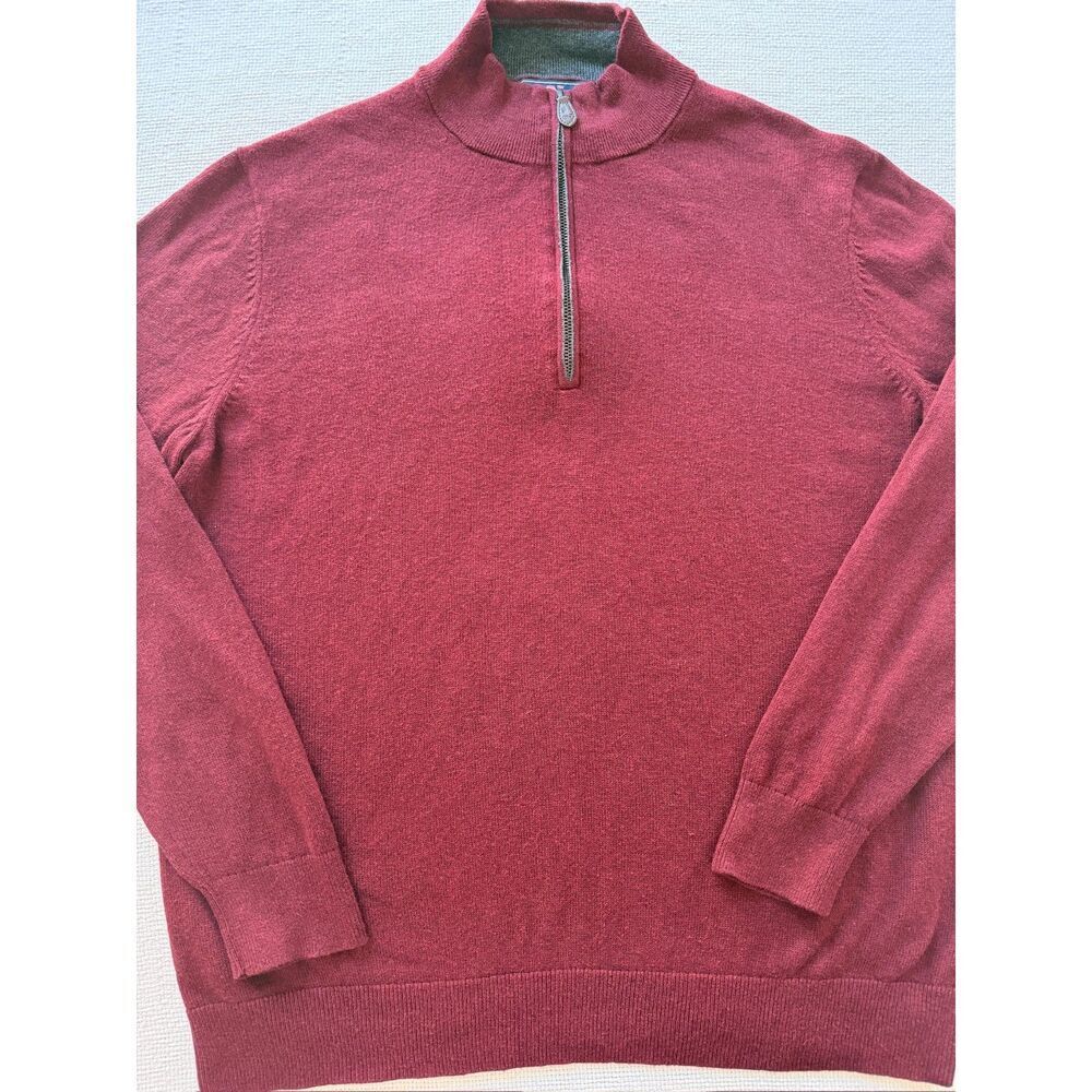 Vineyard Vines With Cashmere Quarter Zip Sweater Men's L Red Burgundy